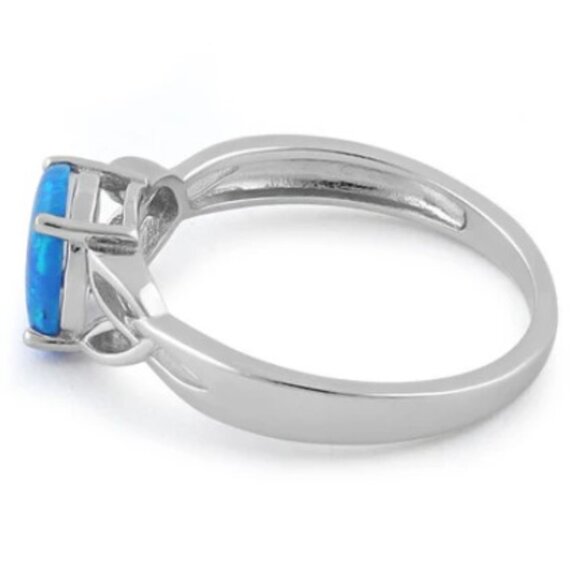 925 Sterling Silver Lab Created Blue Fire Opal - Picture 15 of 15